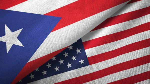 Porto Riko ve Amerika Birleşik Devletleri iki bayraklı kumaş, kumaş dokusu — Stok fotoğraf