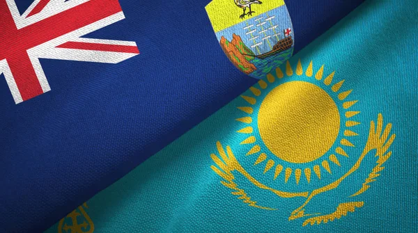 Saint Helena and Kazakhstan two flags textile cloth, fabric texture