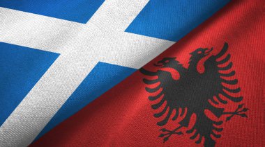 İskoçya ve Arnavutluk tekstil kumaşı ve kumaş dokusuna iki bayrak dikti 