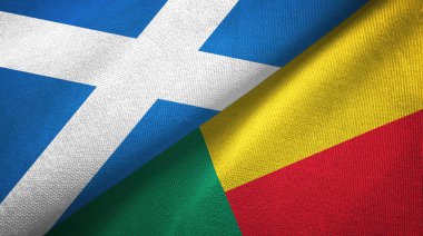 İskoçya ve Benin iki bayraklı kumaş, kumaş dokusu 