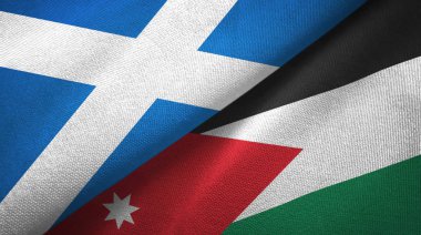 İskoçya ve Ürdün iki bayraklı kumaş, kumaş dokusu