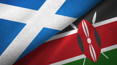 İskoçya ve Kenya iki bayrak tekstil kumaşı, kumaş dokusu