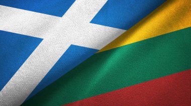 İskoçya ve Litvanya iki bayrak tekstil kumaşı, kumaş dokusu