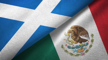 İskoçya ve Meksika iki bayrak tekstil kumaşı, kumaş dokusu