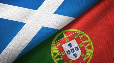İskoçya ve Portekiz iki bayrak tekstil kumaşı, kumaş dokusu