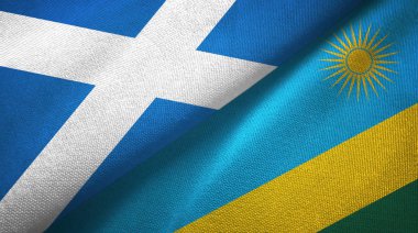 İskoçya ve Ruanda iki bayraklı kumaş, kumaş dokusu