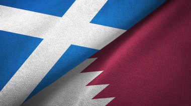 İskoçya ve Katar iki bayrak tekstil kumaşı, kumaş dokusu