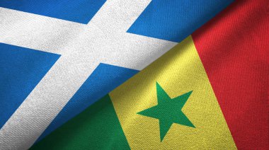 İskoçya ve Senegal iki bayrak tekstil kumaşı, kumaş dokusu