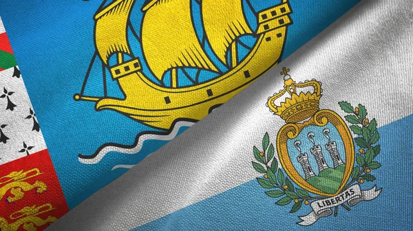 San Pedro y Miquelón y San Marino dos banderas — Foto de Stock
