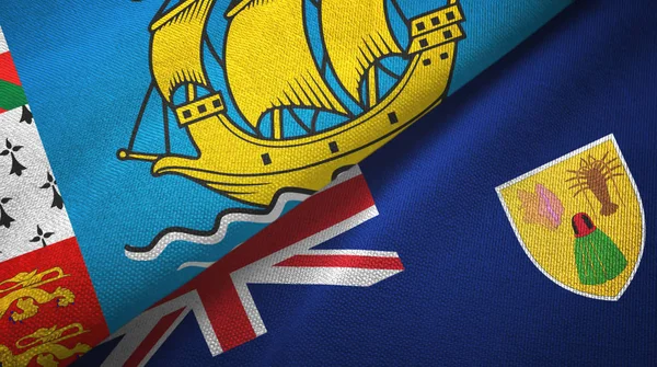 San Pedro y Miquelón e Islas Turcas y Caicos dos banderas — Foto de Stock