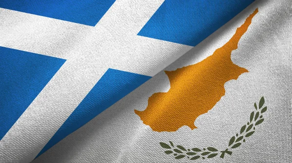 Scotland and Cyprus two flags textile cloth, fabric texture