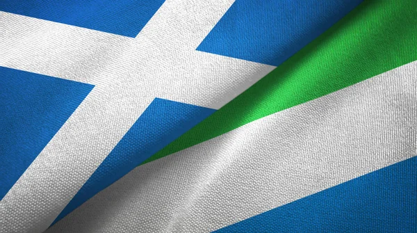 苏格兰和塞拉利昂两旗纺织品,面料质感 — 图库照片
