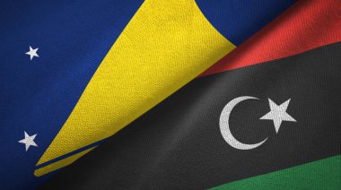 Tokelau ve Libya iki bayraklı kumaş, kumaş dokusu