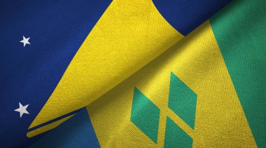 Tokelau ve Saint Vincent ve Grenadines iki bayrak tekstil kumaşı