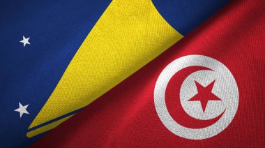 Tokelau ve Tunus iki bayraklı kumaş, kumaş dokusu