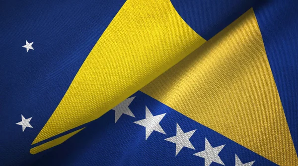 Tokelau and Bosnia and Herzegovina two flags textile cloth, fabric texture — Stock Photo, Image