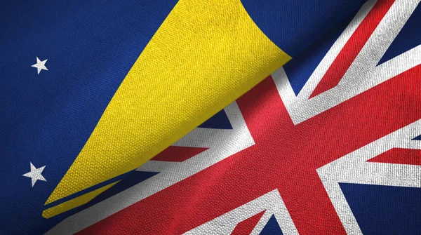 Tokelau y Reino Unido dos banderas tela textil, textura de la tela — Foto de Stock