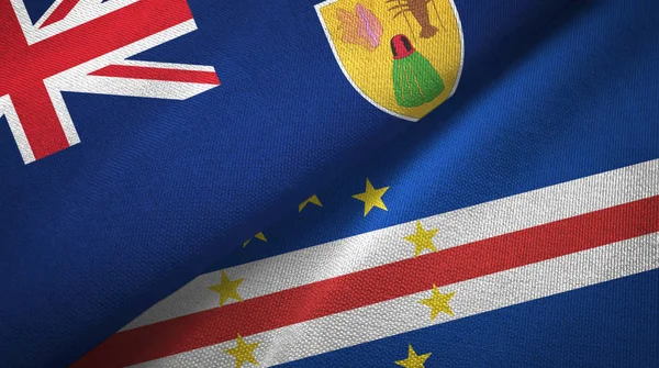 Ilhas Turcas e Caicos e Cabo Verde duas bandeiras — Fotografia de Stock