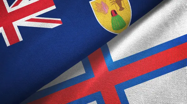 Ilhas Turcas e Caicos e Ilhas Faroé duas bandeiras — Fotografia de Stock