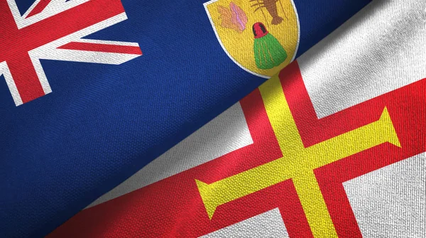 Islas Turcas y Caicos y Guernsey dos banderas — Foto de Stock