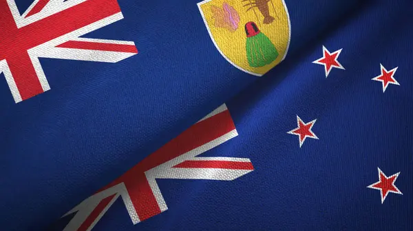 Wyspy Turks i Caicos oraz Nowa Zelandia dwie bandery — Zdjęcie stockowe