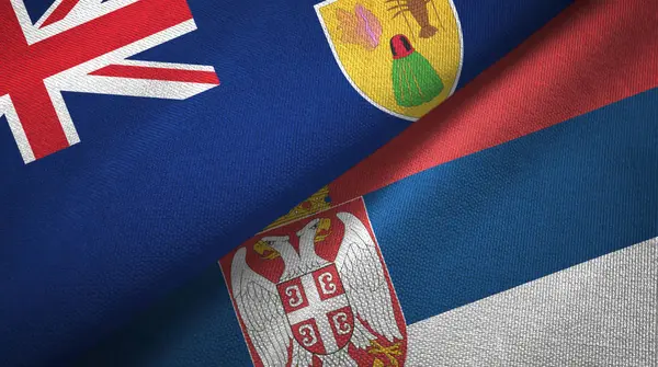 Νήσοι Τερκς και Κάικος και Σερβία δυο σημαίες — Φωτογραφία Αρχείου