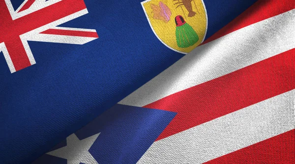 Islas Turcas y Caicos y Puerto Rico dos banderas — Foto de Stock