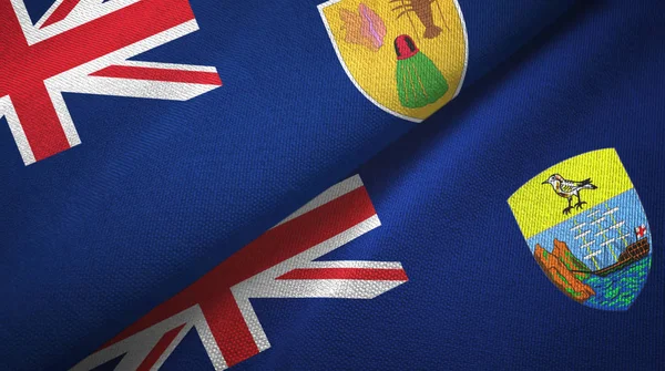 Turks- och Caicosöarna och Sankt Helena två flaggor — Stockfoto