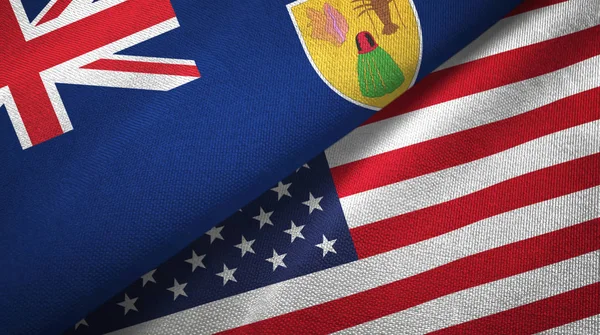 Turks- en Caicoseilanden en Verenigde Staten twee vlaggen — Stockfoto