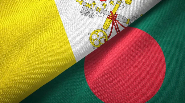 Vatican und bangladesh zwei Flaggen Textiltuch, Textur — Stockfoto