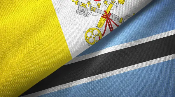 Watykan i Botswana dwie flagi tkaniny tekstylne, tekstura tkaniny — Zdjęcie stockowe