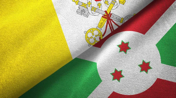 Vatican und burundi zwei flaggen textiltuch, textur — Stockfoto