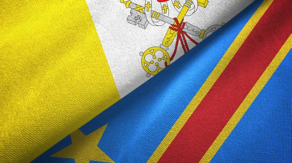 Watykan i Demokratyczna Republika Konga dwie flagi tkaniny włókiennicze — Zdjęcie stockowe