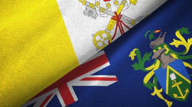 Vatikan ve Pitcairn Adaları iki bayraklı kumaş, kumaş dokusu