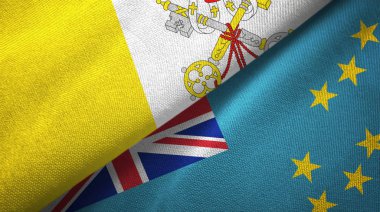 Vatikan ve Tuvalu iki bayraklı kumaş, kumaş dokusu