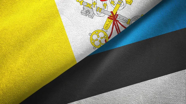 Vatican and Estonia two flags textile cloth, fabric texture — Stock Photo, Image