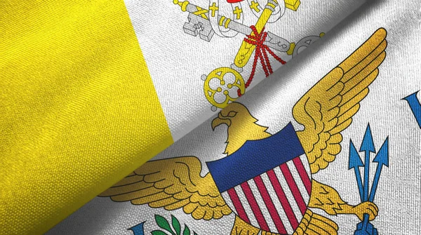 Watykan i Wyspy Dziewicze Stany Zjednoczone dwie flagi tkanina tekstylna, tekstura tkaniny — Zdjęcie stockowe