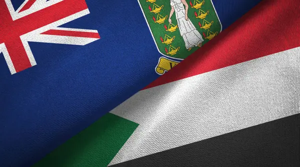 Islas Vírgenes Británicas Reino Unido y Sudán dos banderas — Foto de Stock