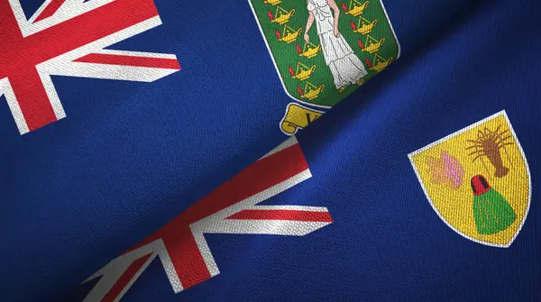 Îles Vierges britanniques Royaume-Uni et îles Turques et Caïques deux drapeaux — Photo