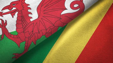 Galler ve Kongo iki bayrak tekstil kumaşı, kumaş dokusu 