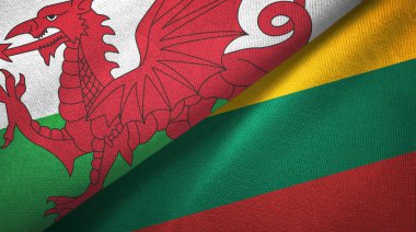 Galler ve Litvanya iki bayrak tekstil kumaşı, kumaş dokusu