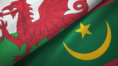 Galler ve Moritanya iki bayraklı kumaş, kumaş dokusu