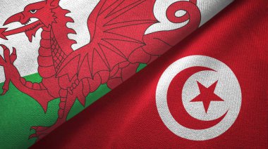 Galler ve Tunus iki bayraklı kumaş, kumaş dokusu