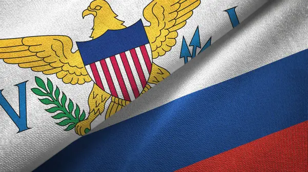 Islas Vírgenes Estados Unidos y Rusia dos banderas — Foto de Stock
