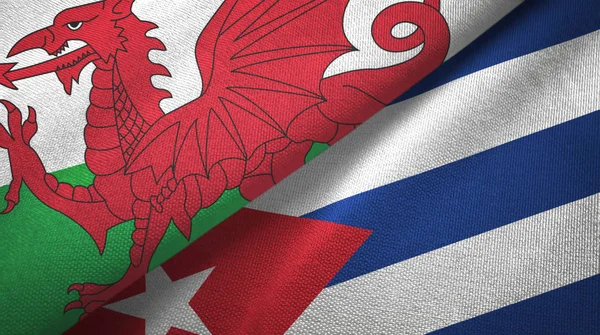 Wales and Cuba two flags textile cloth, fabric texture