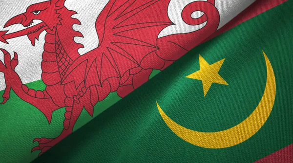 Galler ve Moritanya iki bayraklı kumaş, kumaş dokusu