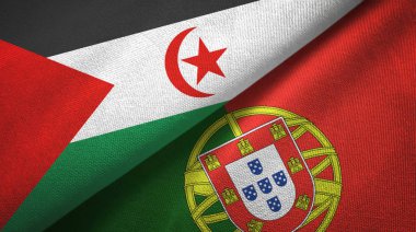 Batı Sahra ve Portekiz iki bayraklı kumaş, kumaş dokusu