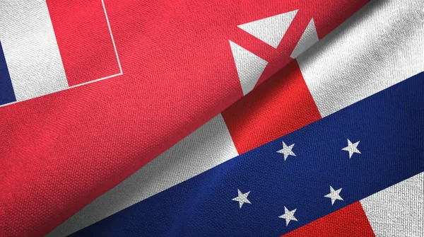 Wallis och Futuna och Nederländska Antillerna två flaggor textilduk — Stockfoto