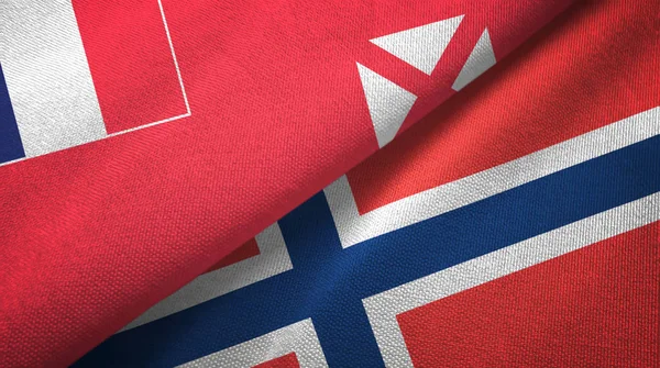 Wallis ve Futuna ve Norveç iki bayrak tekstil kumaşı, kumaş dokusu — Stok fotoğraf