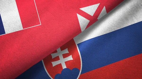 Волліс і Футуна і Словаччина два прапори текстильної тканини, текстура тканини. — стокове фото